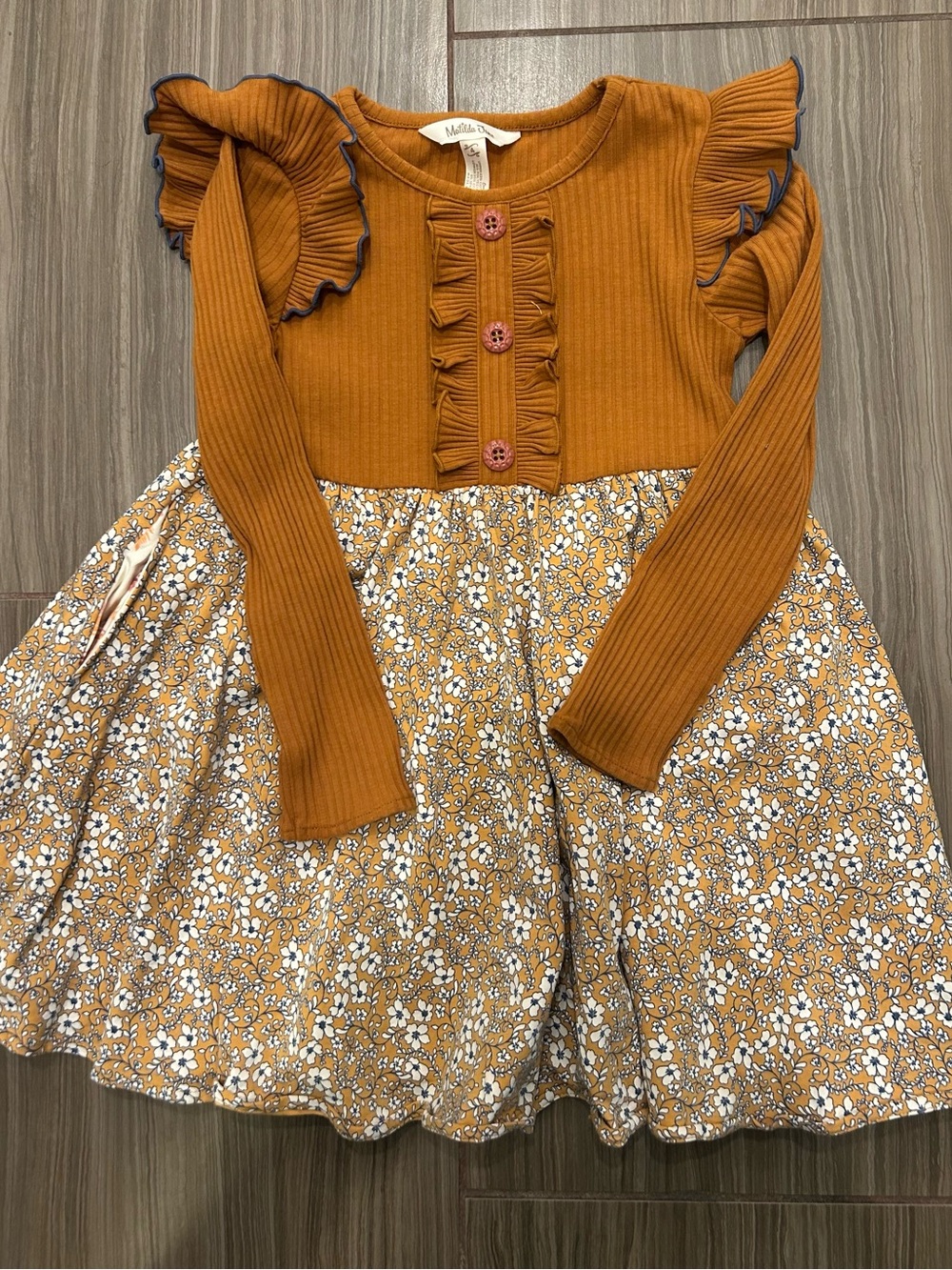 Matilda Jane Mustard Floral Ruffle Bodice Dress